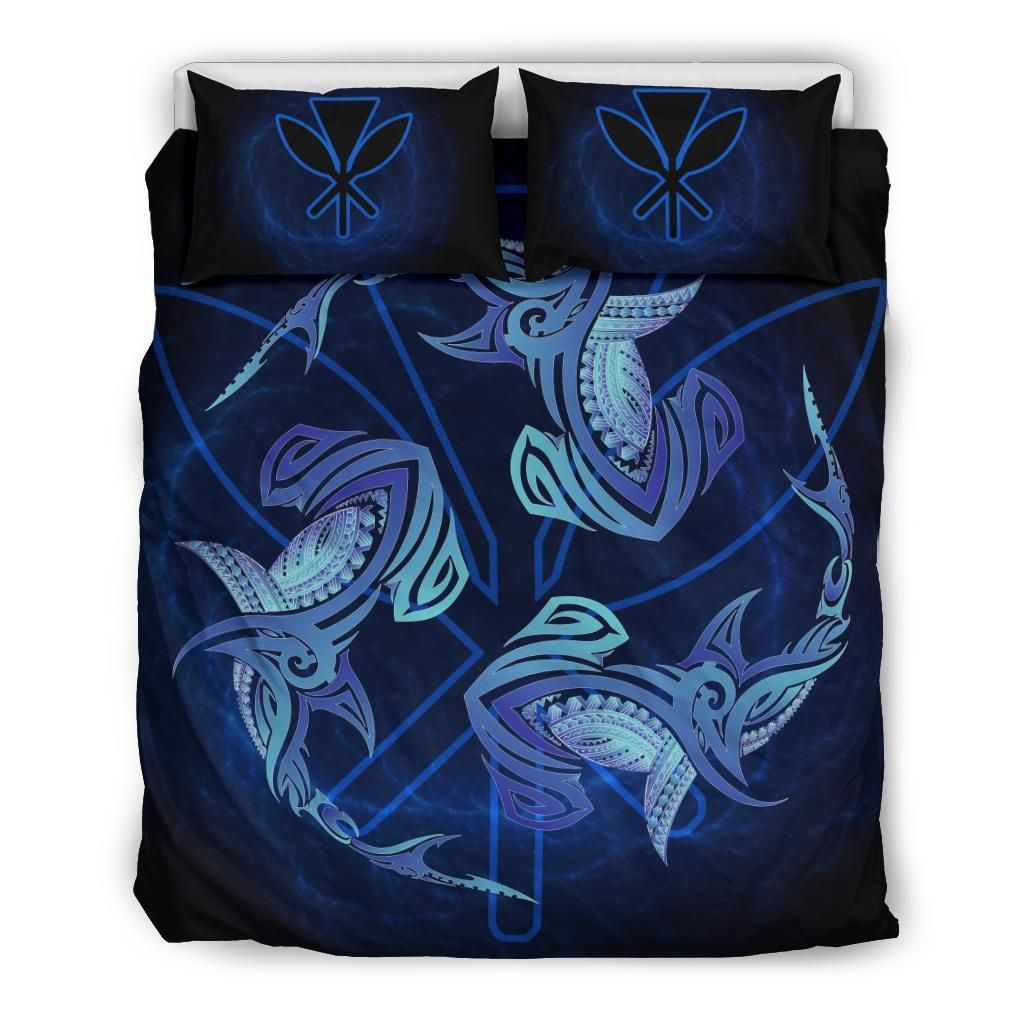 Hawaiian Hammerhead Shark Kanaka Galaxy Polynesian Bedding Set