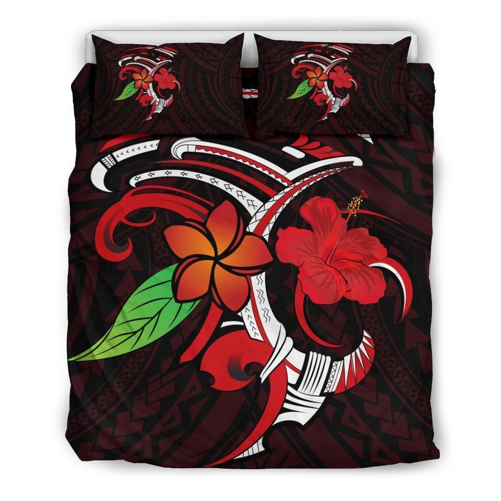 Hawaiian Hibiscus And Plumeria Flower Polynesian Bedding Set