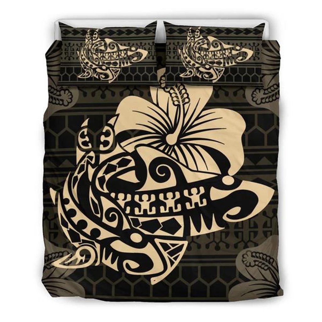 Hawaiian Hibiscus Etua Shark Tattoo Bedding Set