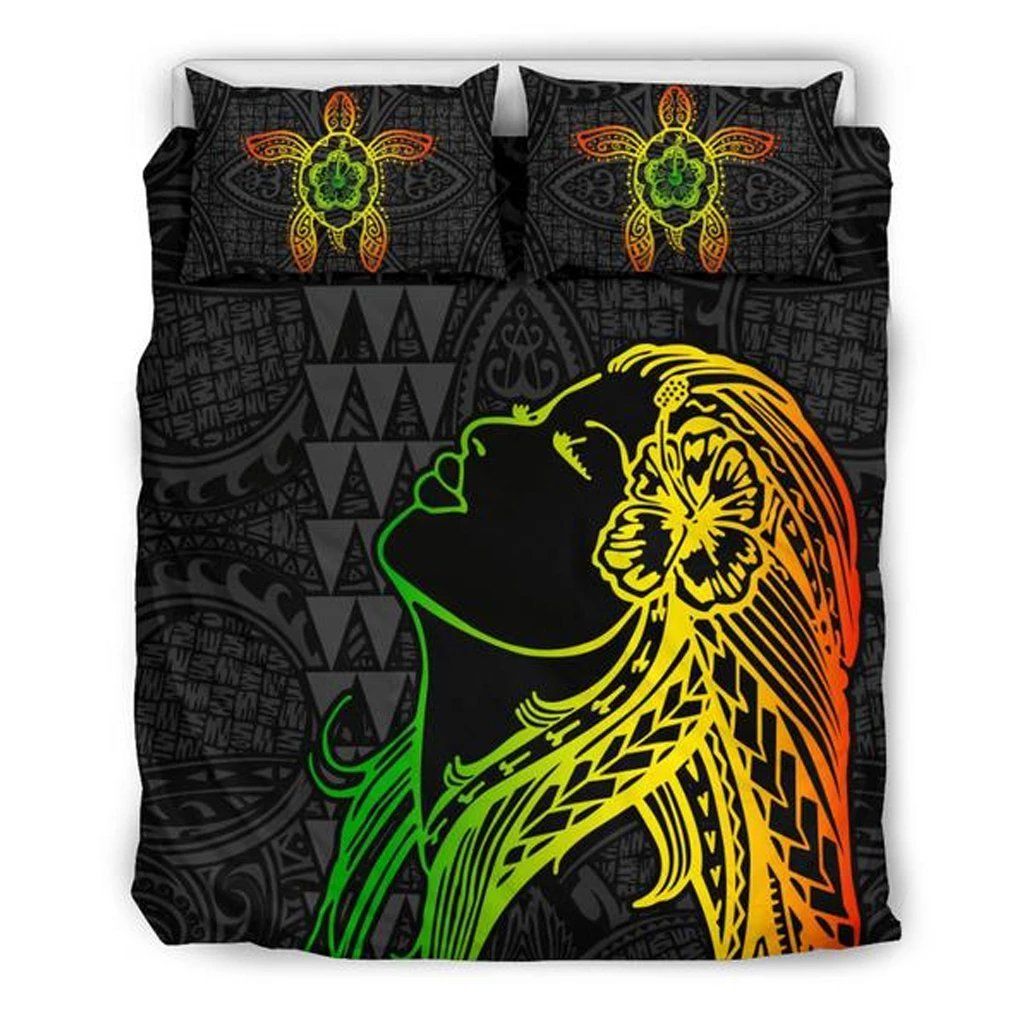 Hawaiian Hibiscus Hula Girl And Turtle Bedding Set