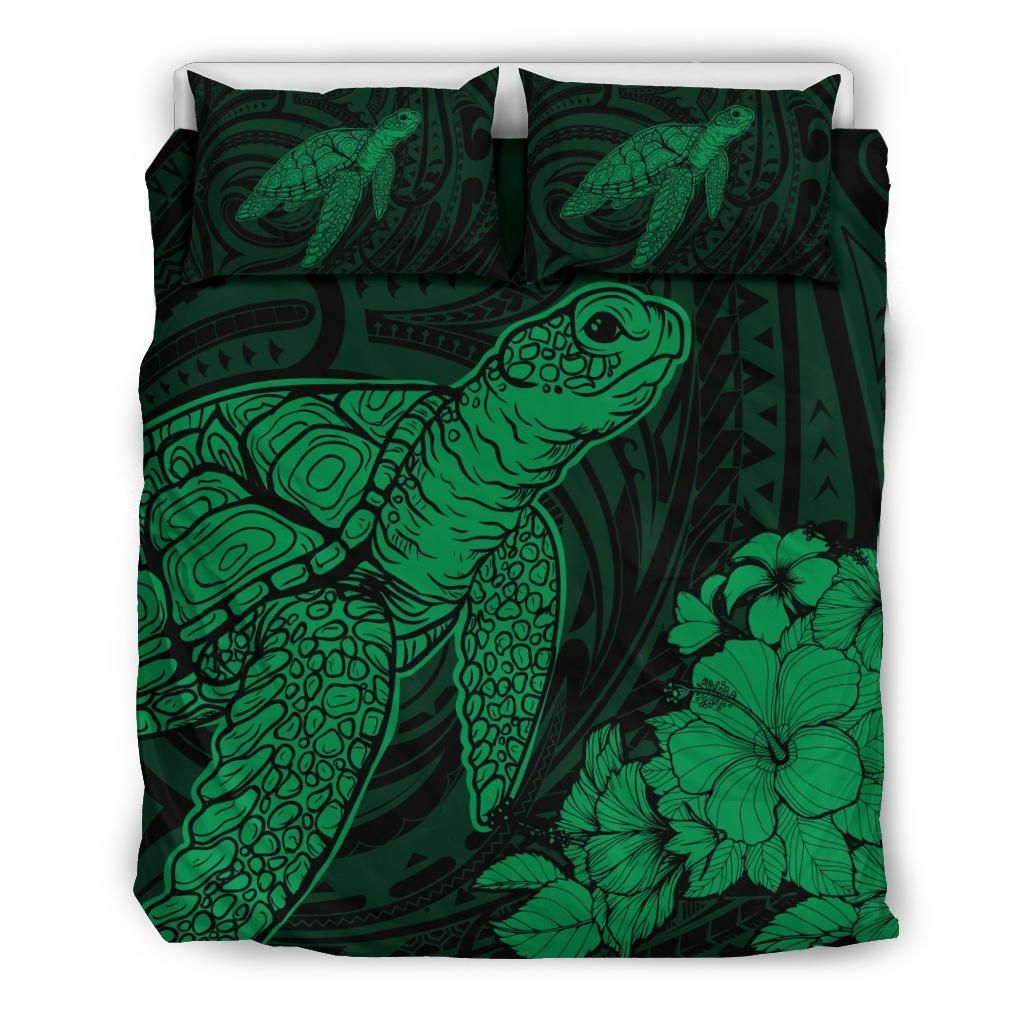 Hawaiian Hibiscus Memory Turtle Green Art Bedding Set