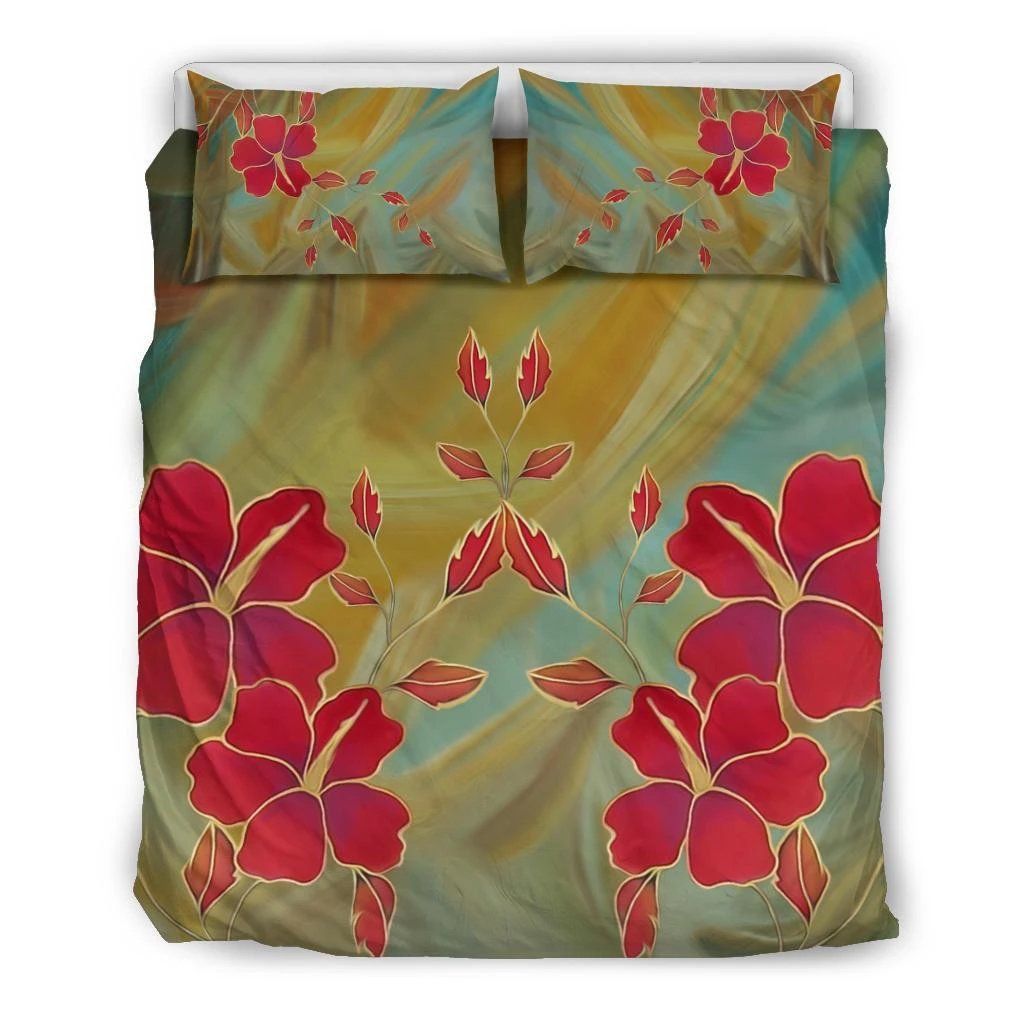 Hawaiian Hibiscus Water Color Bedding Set