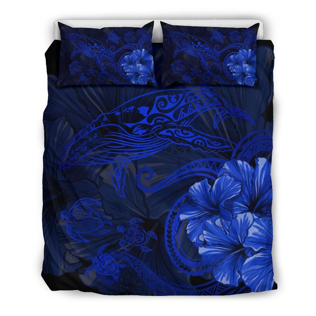 Hawaiian Hibiscus Whale Turtle Dance Bedding Set