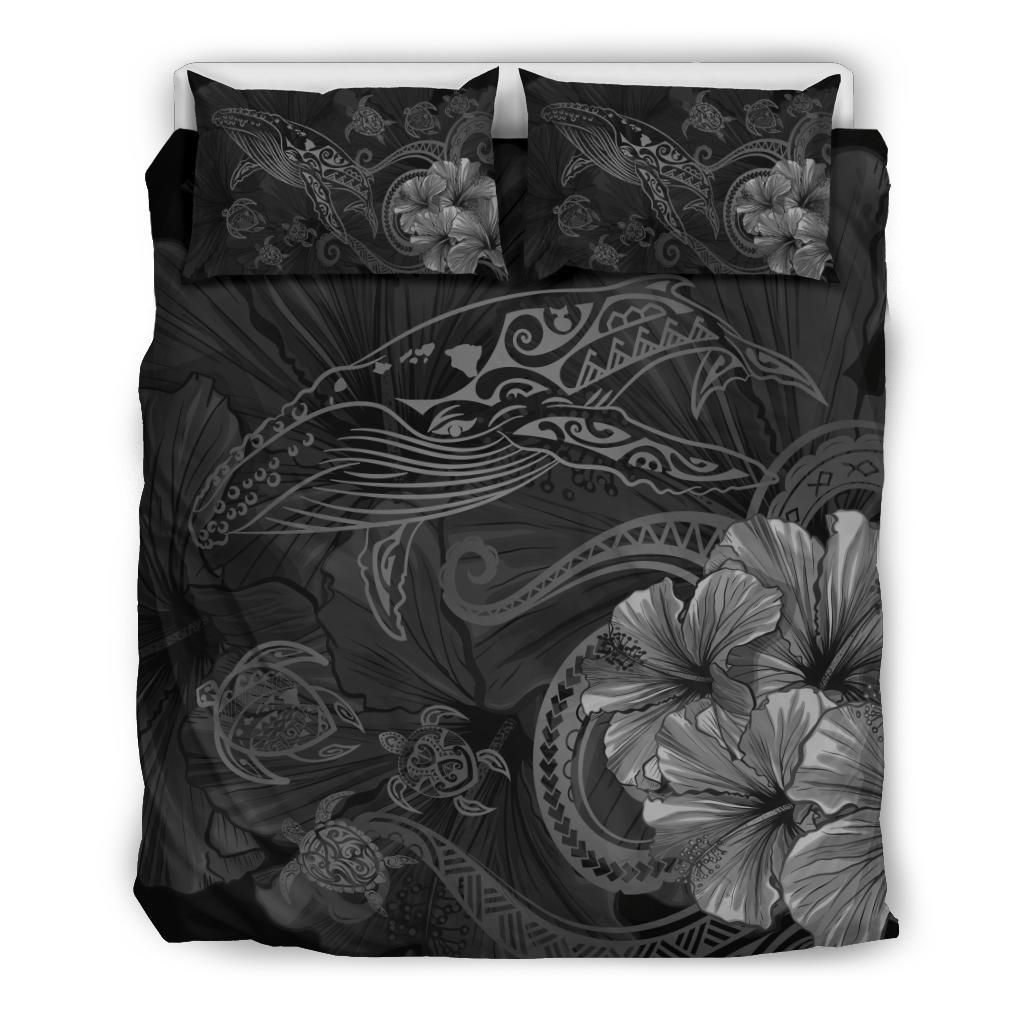 Hawaiian Hibiscus Whale Turtle Dance Polynesian Bedding Set