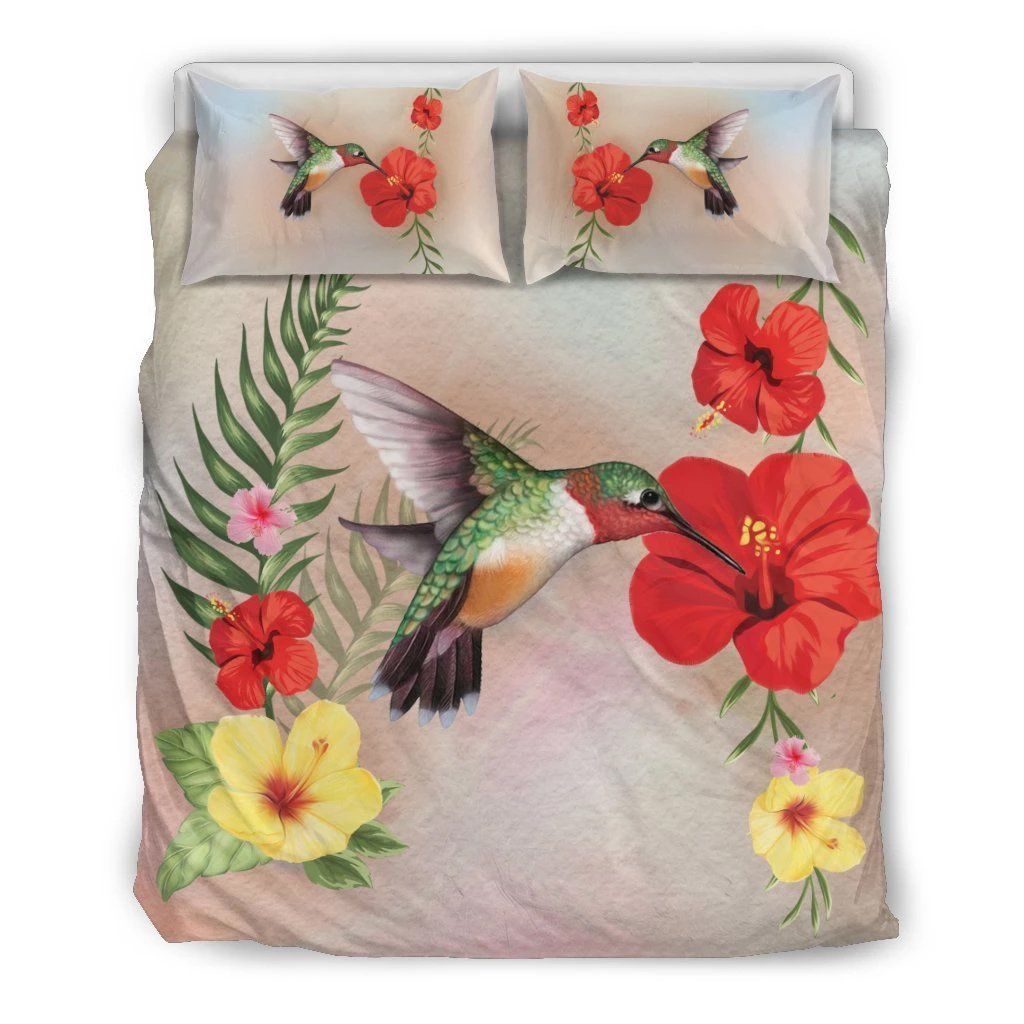 Hawaiian Hummingbirds Hibiscus Polynesian Bedding Set