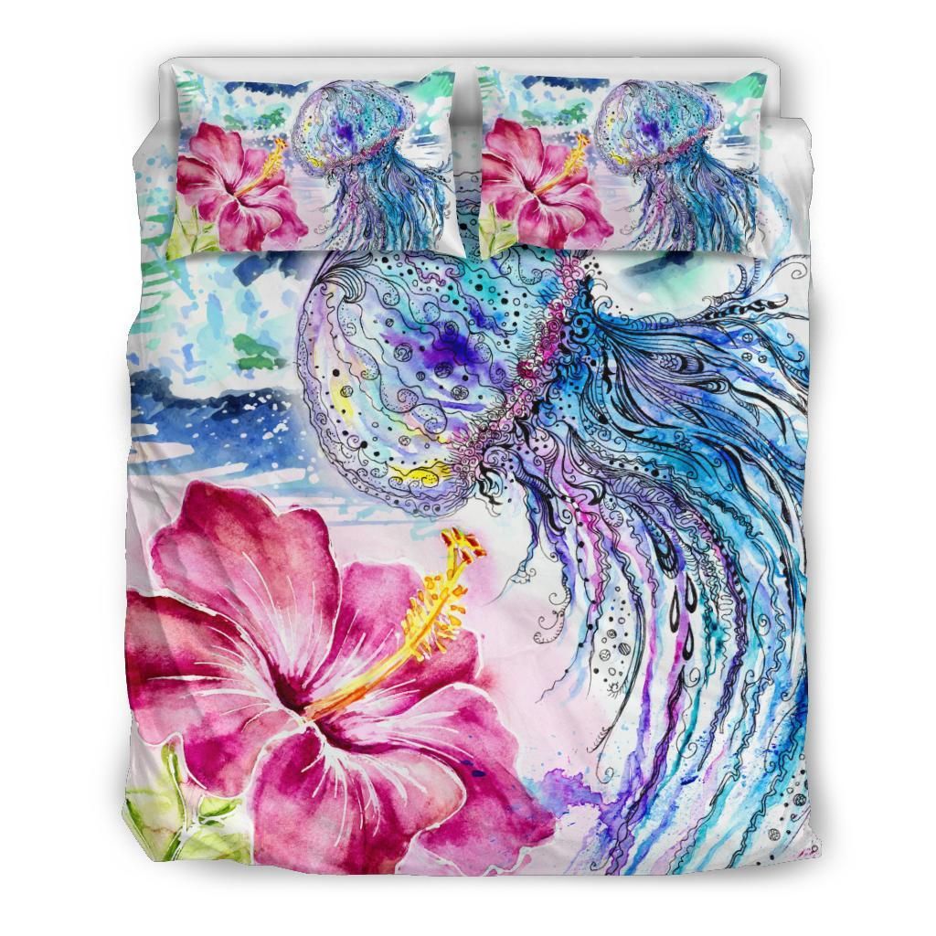 Hawaiian Jellyfish Hibiscus Bedding Set