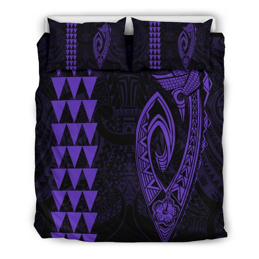 Hawaiian Kakau Fish Hook Polynesian Purple Bedding Set