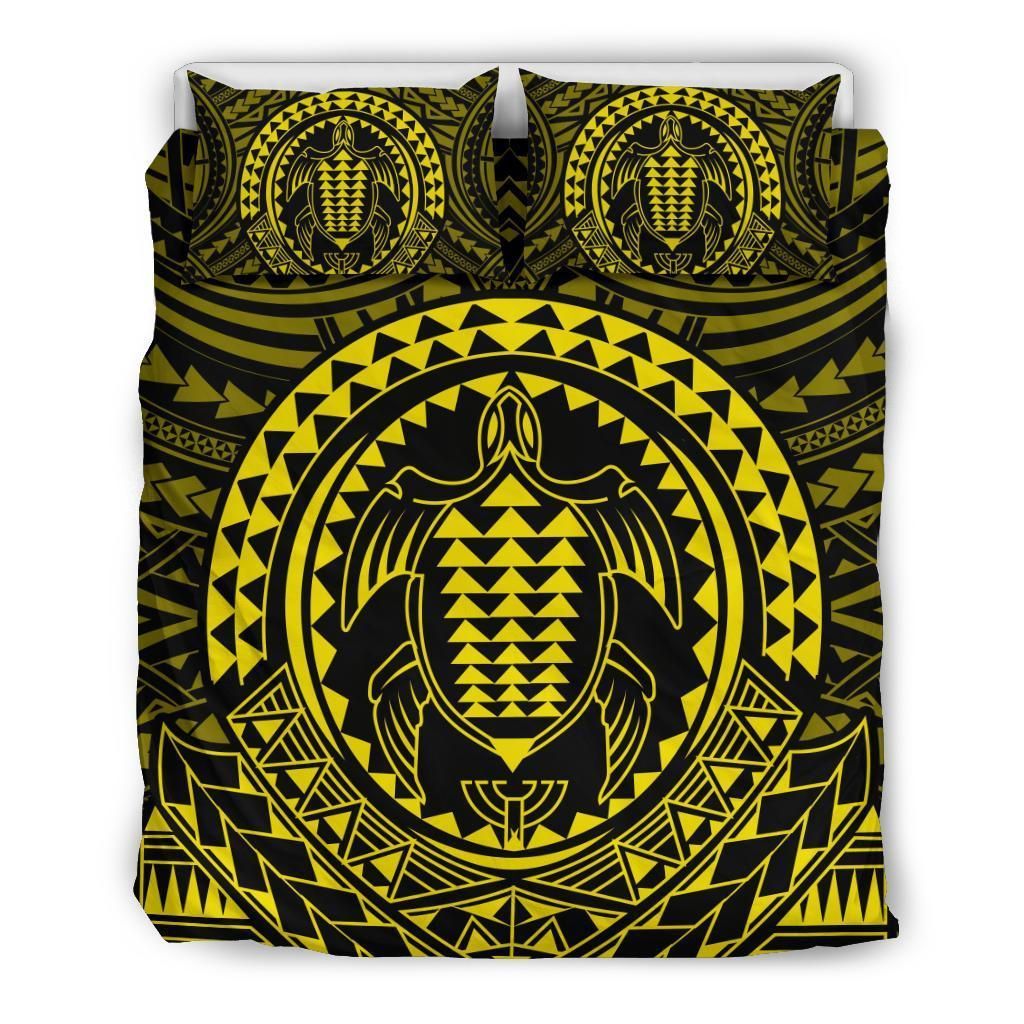 Hawaiian Kakau Honu Arc Yellow Bedding Set