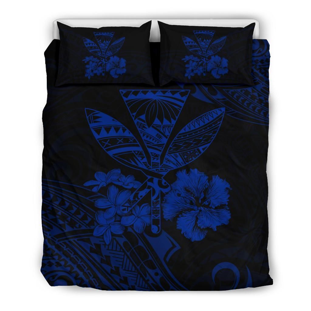 Hawaiian Kanaka Maoli Polynesian Blue Bedding Set