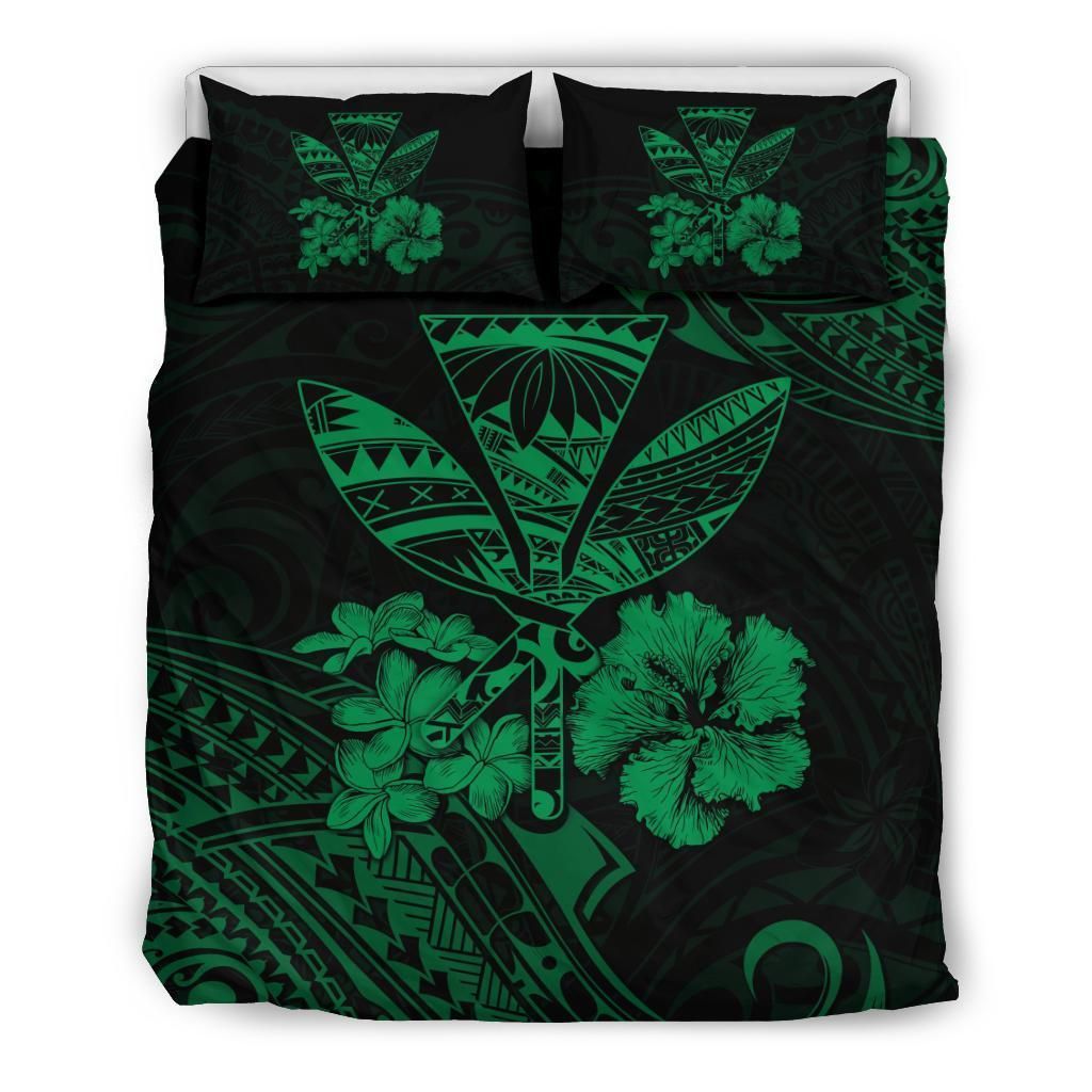 Hawaiian Kanaka Maoli Polynesian Green Bedding Set