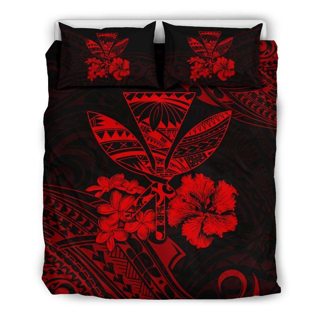 Hawaiian Kanaka Maoli Polynesian Red Bedding Set
