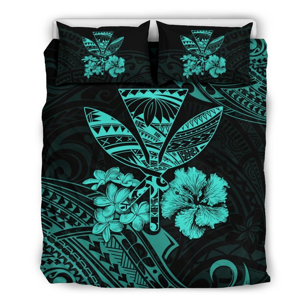 Hawaiian Kanaka Maoli Polynesian Turquoise Bedding Set