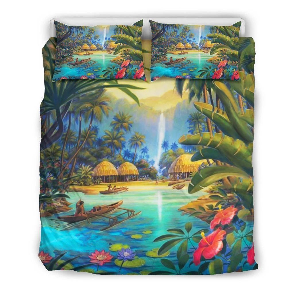 Hawaiian Living In Aboriginal Village Bedding Set