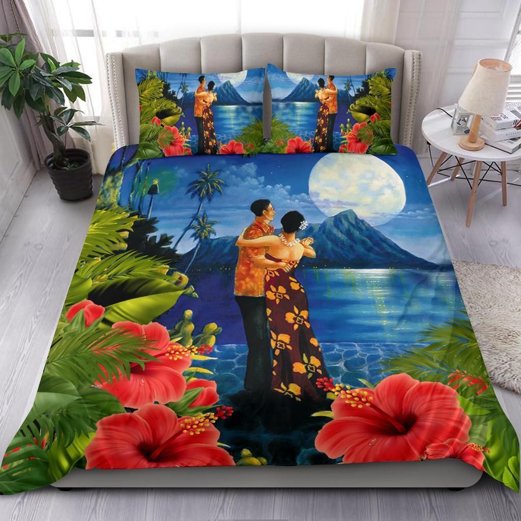 Hawaiian Lover Couple Dancing Bedding Set