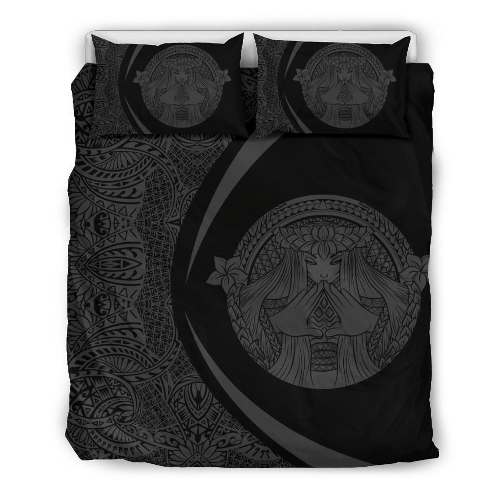 Hawaiian Madame Pele Plumeria Polynesian Circle Style Grey Bedding Set