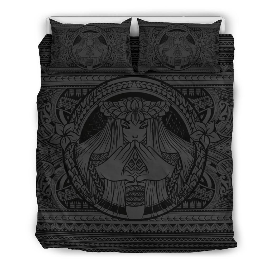 Hawaiian Madame Pele Plumeria Polynesian Grey Bedding Set