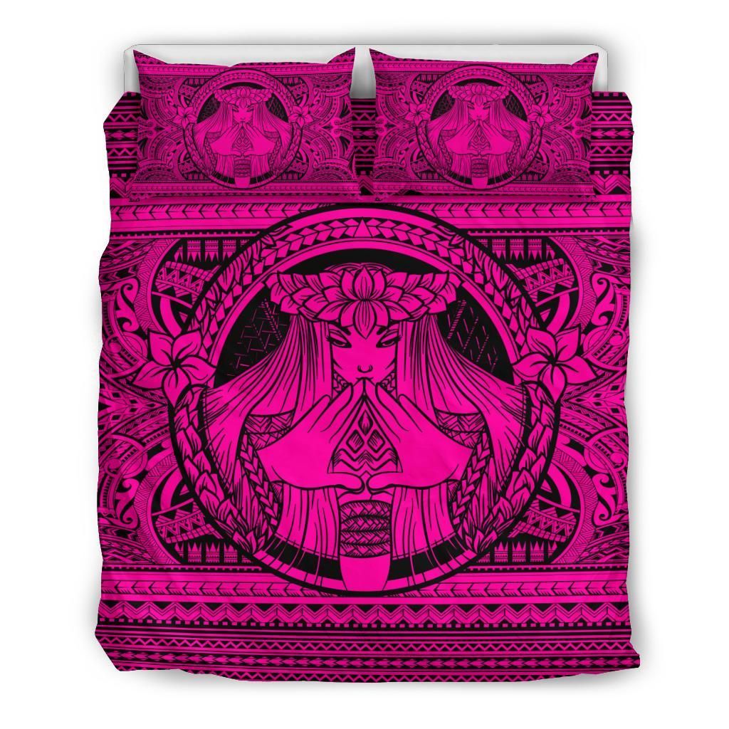 Hawaiian Madame Pele Plumeria Polynesian Pink Bedding Set