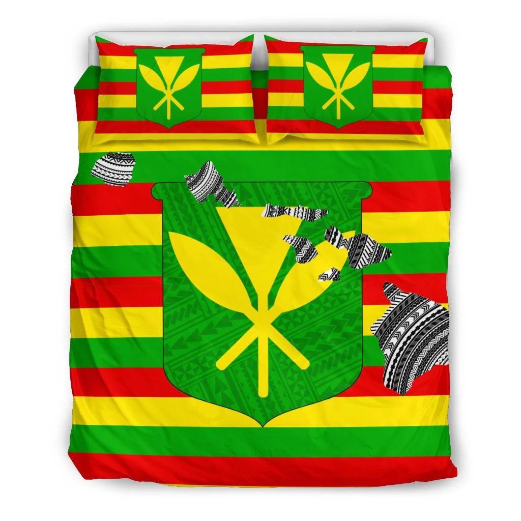Hawaiian Map Flag Kanaka Maoli Polynesian Bedding Set