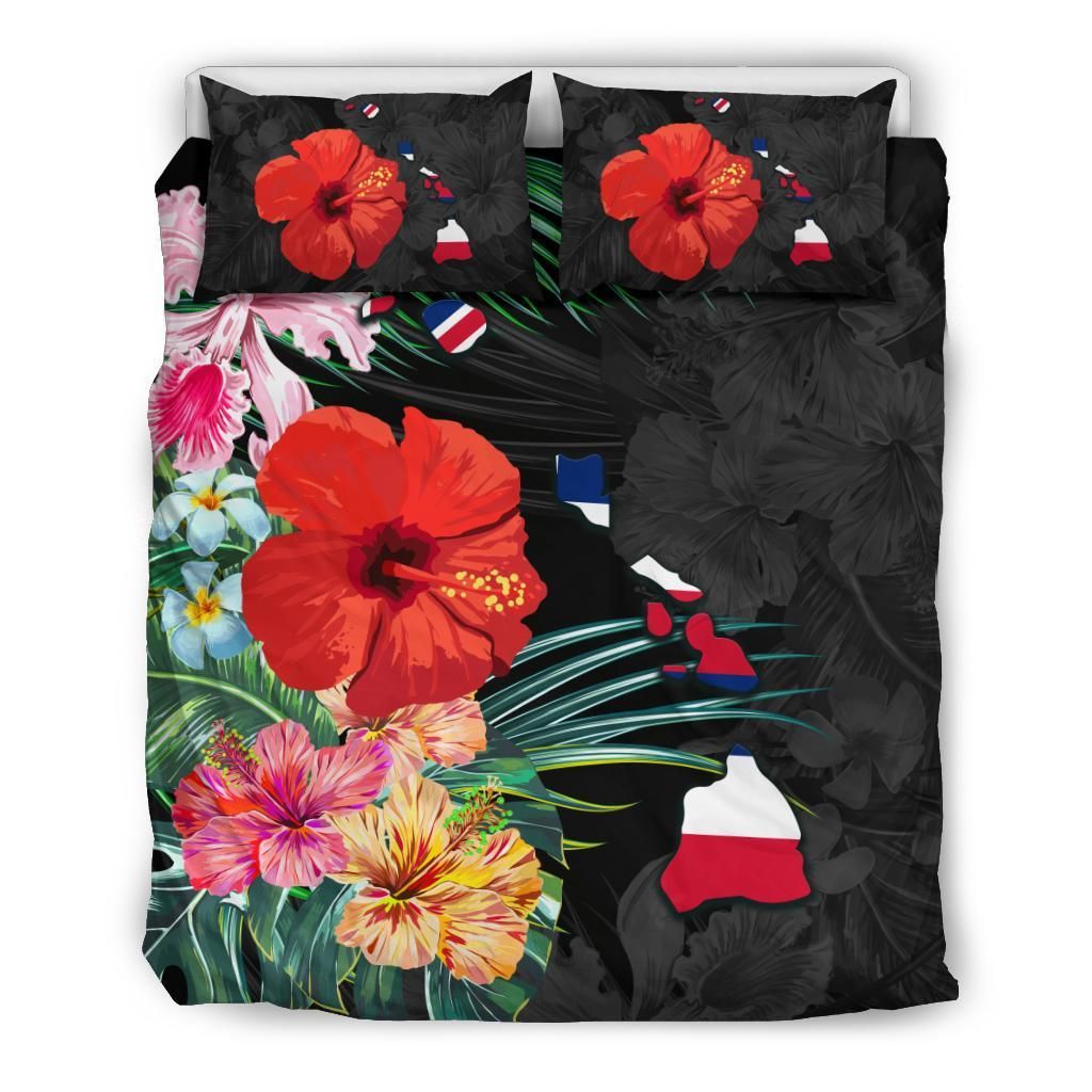 Hawaiian Map Hawaii Flag Hibiscus Polynesian Bedding Set