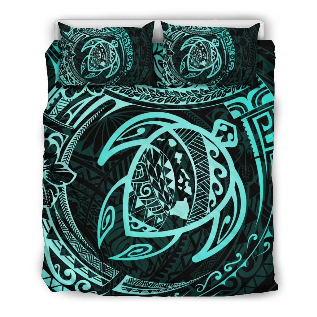 Hawaiian Map Hibiscus Turtle Polynesian Bedding Set