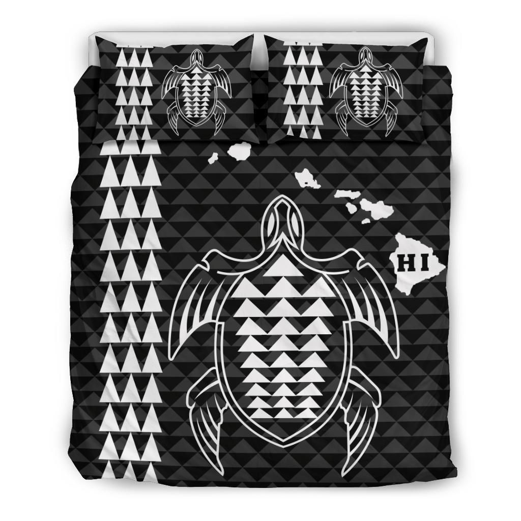 Hawaiian Map Kakau Turtle Polynesian White Bedding Set