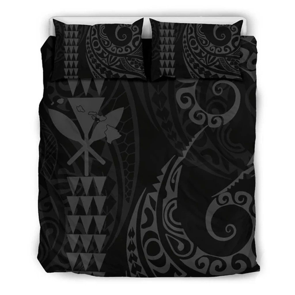 Hawaiian Map Kanaka Maoli Polynesian Grey Bedding Set