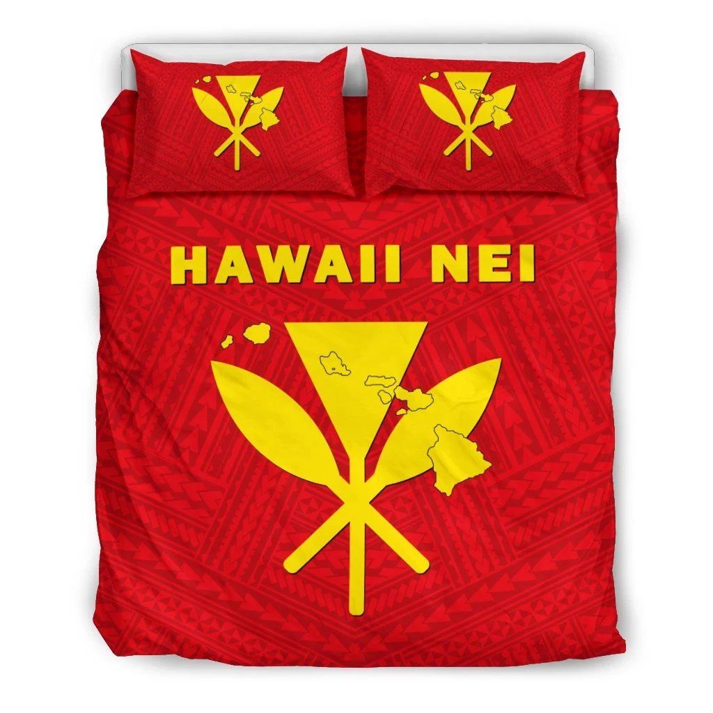 Hawaiian Map Kanaka Maoli Polynesian Polynesian Red Bedding Set