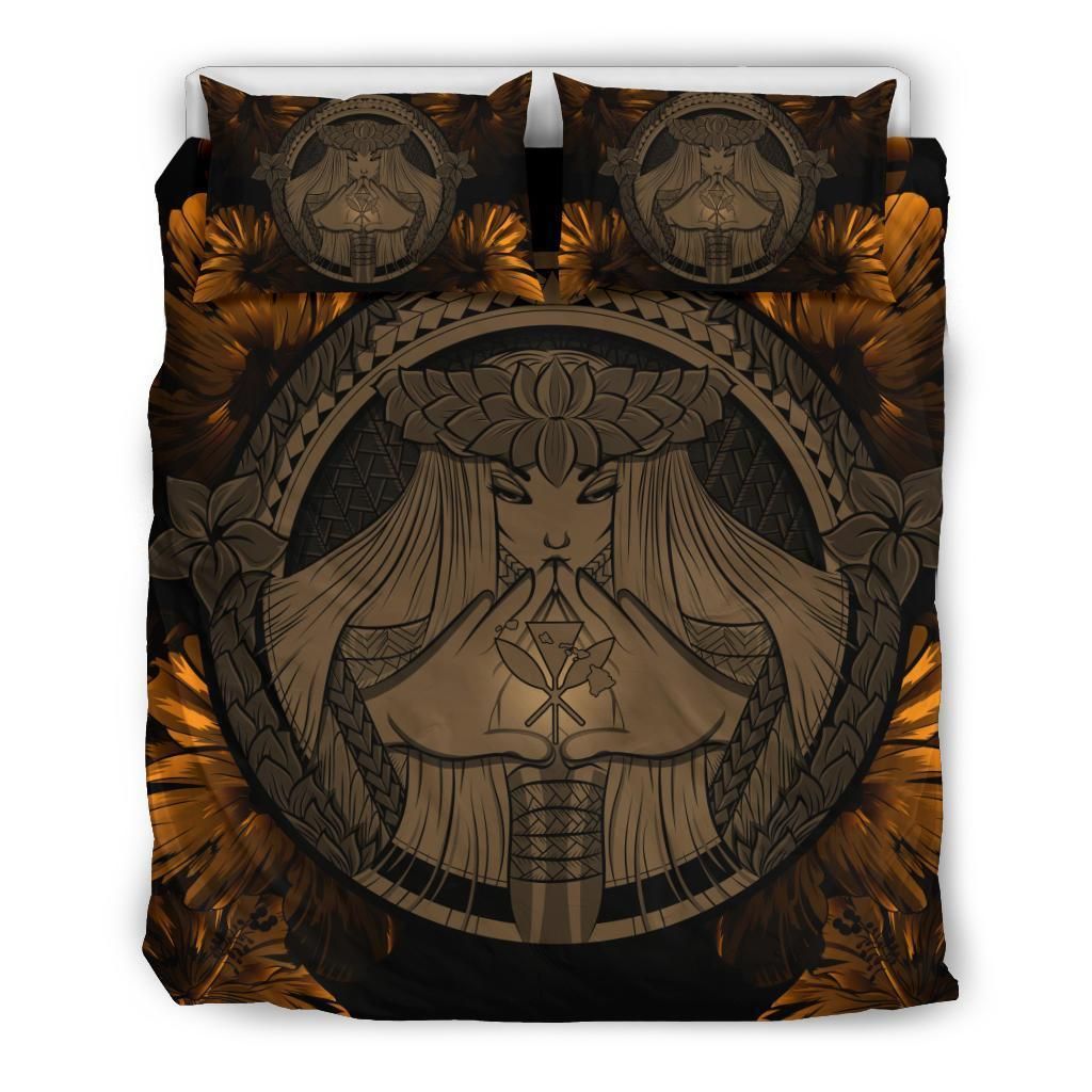 Hawaiian Map Madame Pele Kanaka Polynesian Bedding Set