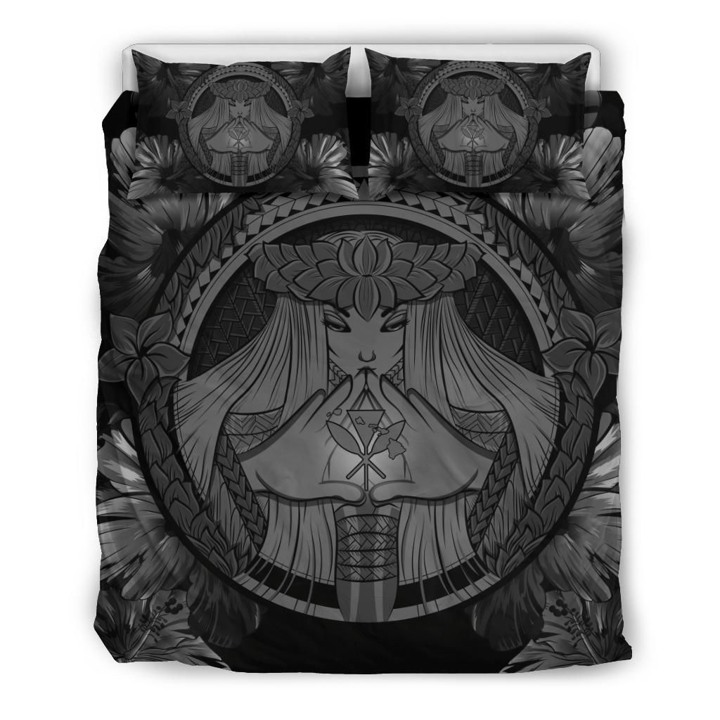 Hawaiian Map Madame Pele Kanaka Polynesian Grey Bedding Set