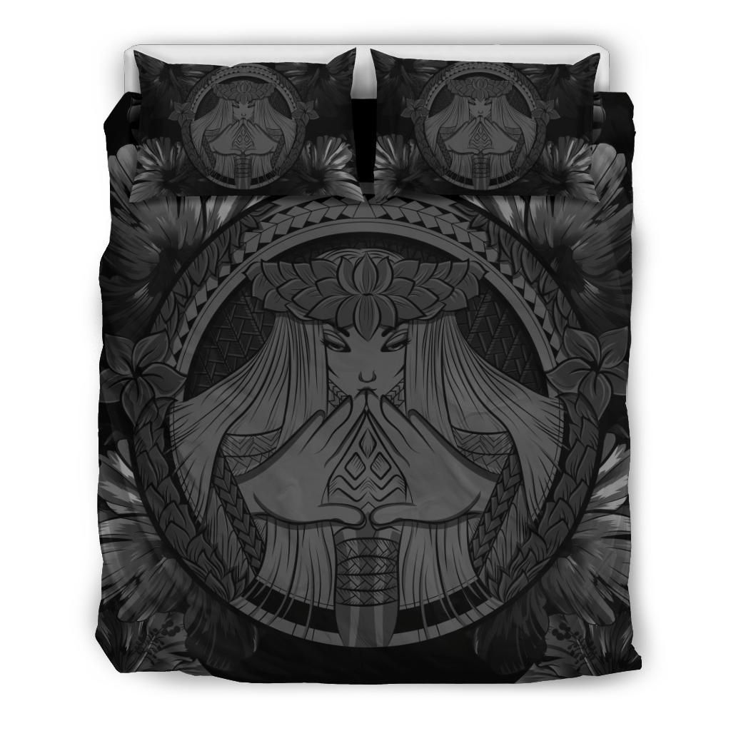 Hawaiian Map Madame Pele Polynesian Grey Bedding Set