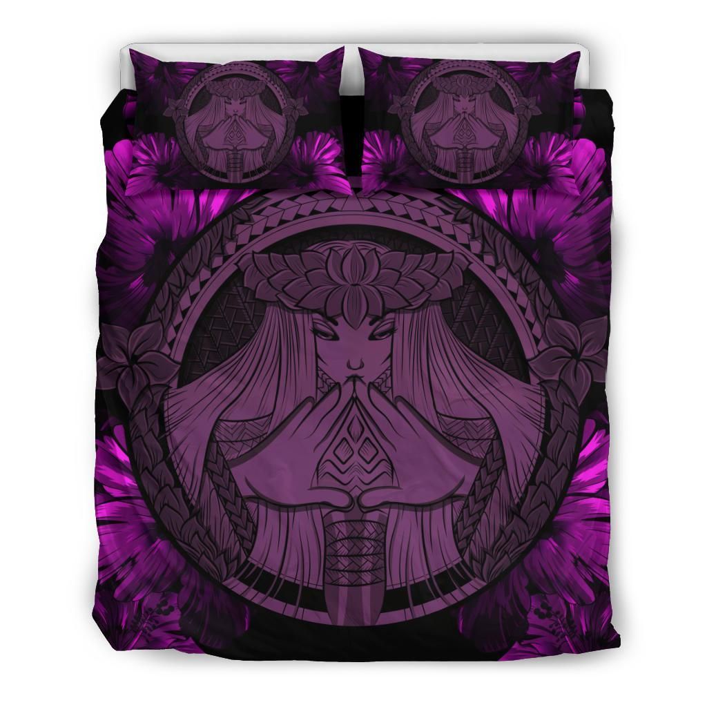 Hawaiian Map Madame Pele Polynesian Purple Bedding Set