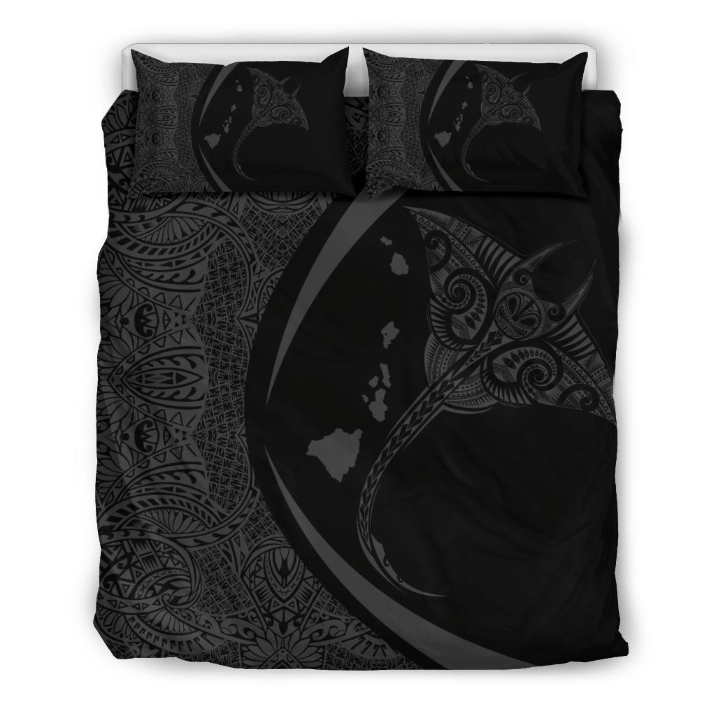 Hawaiian Map Manta Ray Gray Circle Style Bedding Set
