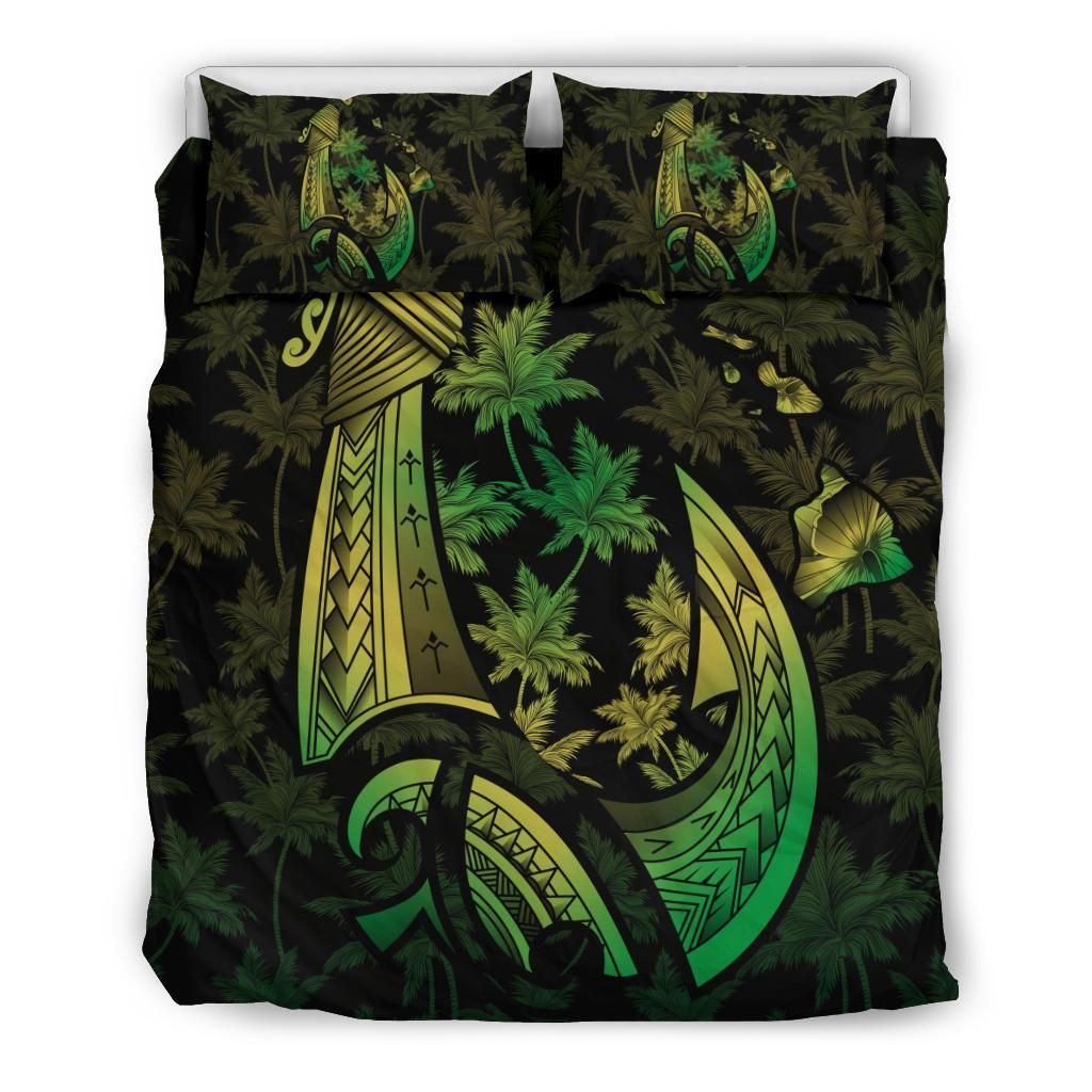 Hawaiian Map Palm Trees Fish Hook Polynesian Bedding Set
