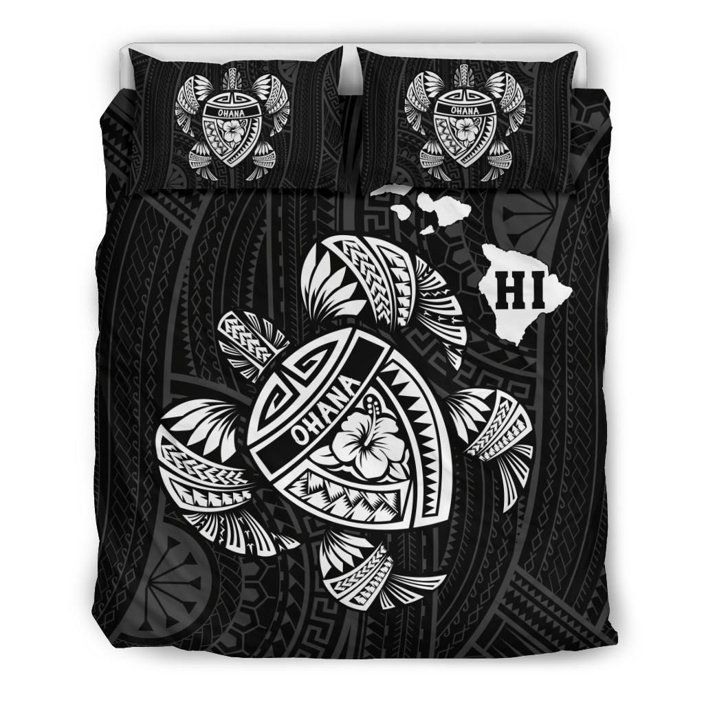 Hawaiian Map Turtle Ohana Hibicus Polynesian Bedding Set