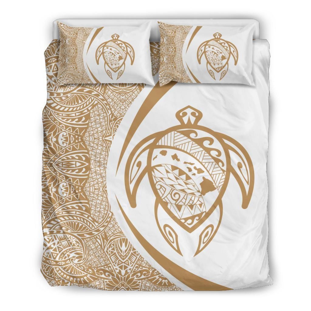 Hawaiian Map Turtle Polynesian Circle Style Bedding Set