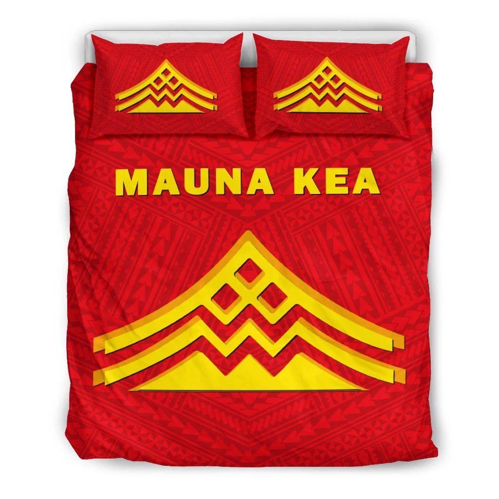 Hawaiian Mauna Kea Volcano Polynesian Red Bedding Set