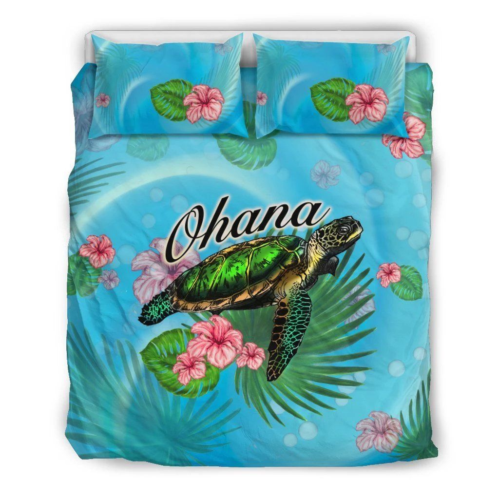 Hawaiian Ohana Turtle And Hibiscus Polynesian Bedding Set