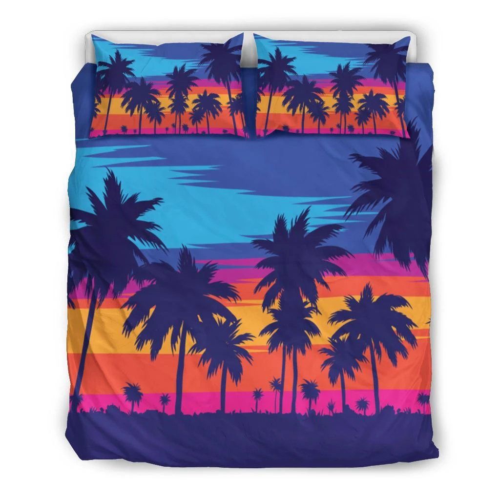 Hawaiian Palm Forest Sunset Polynesian Bedding Set