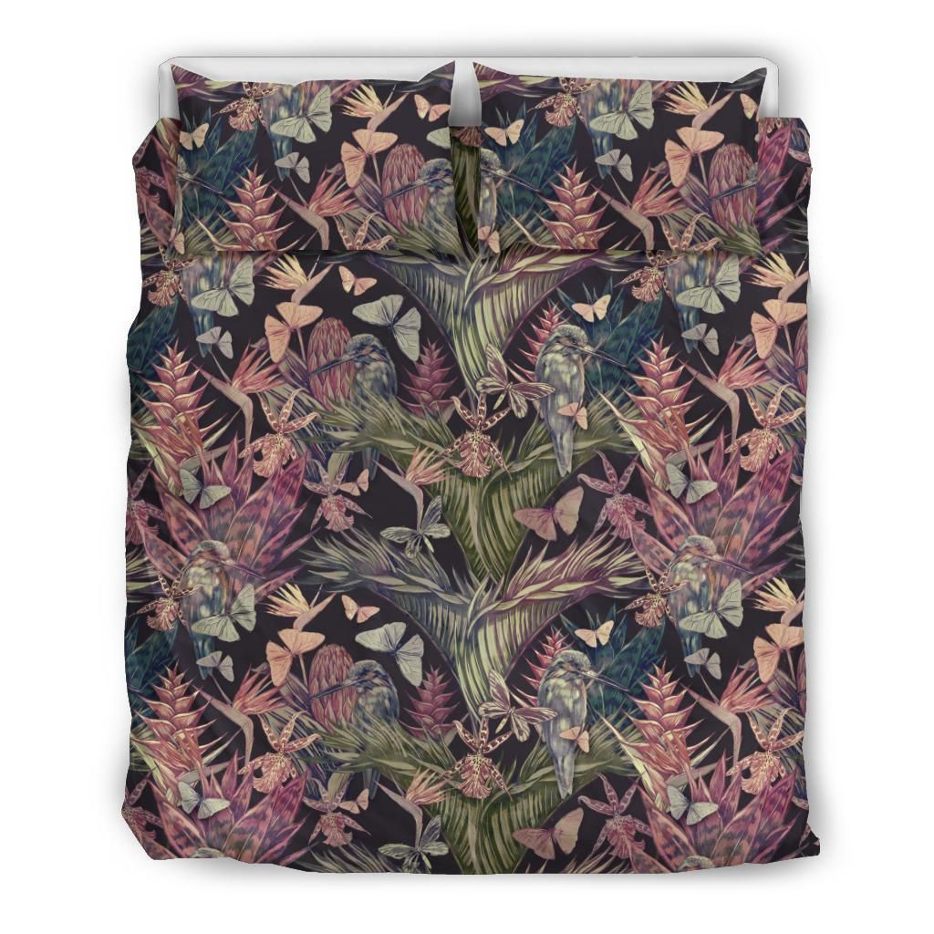 Hawaiian Palm Leaves Tropical Flowers Polynesian Bedding Set