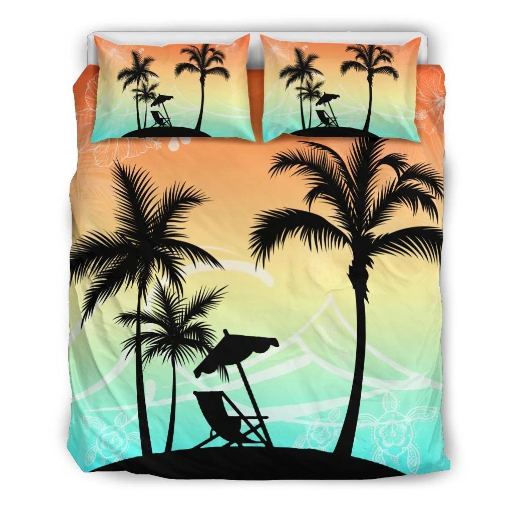 Hawaiian Palm Tree On The Beach Bedding Set