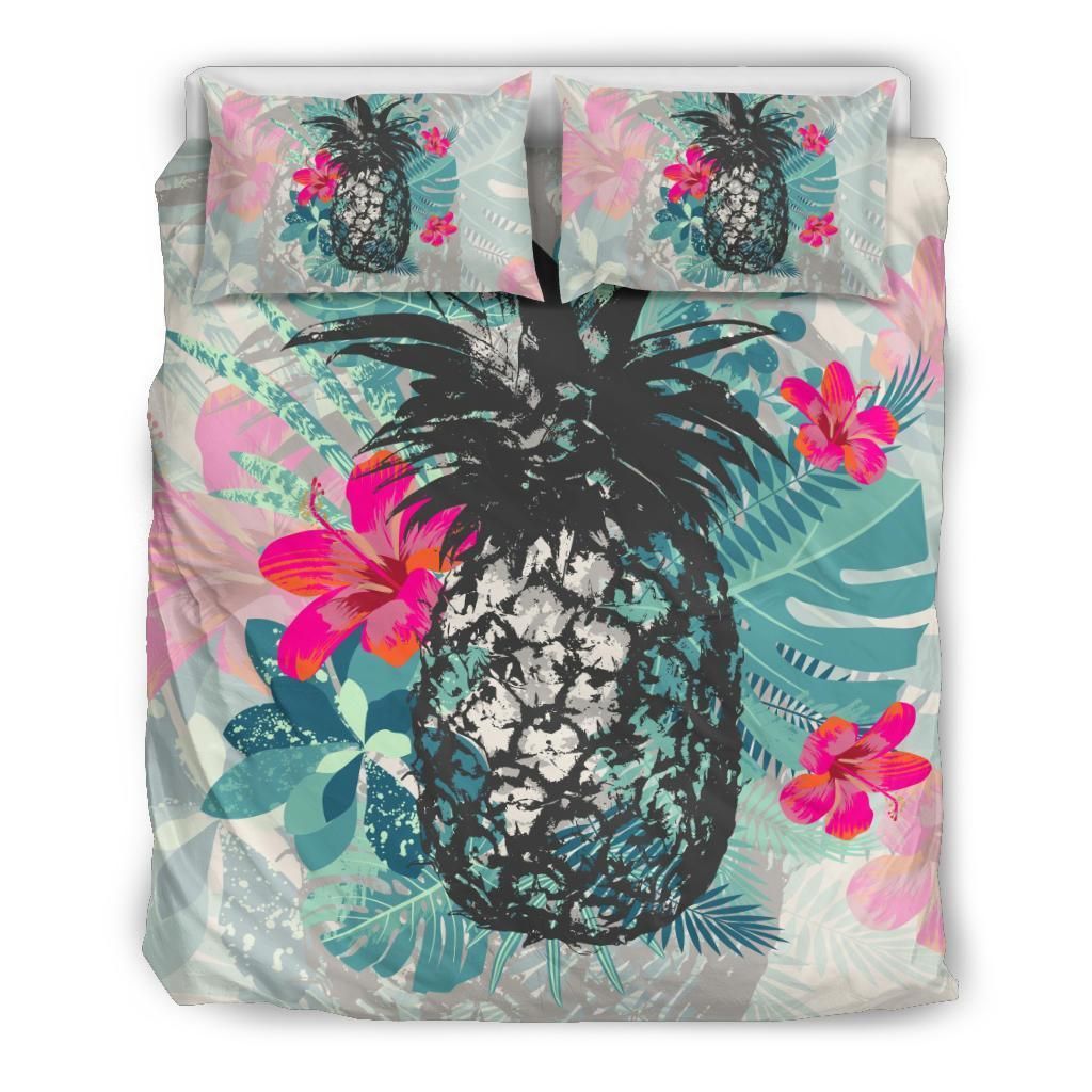 Hawaiian Pineapple Hibiscus Polynesian Bedding Set