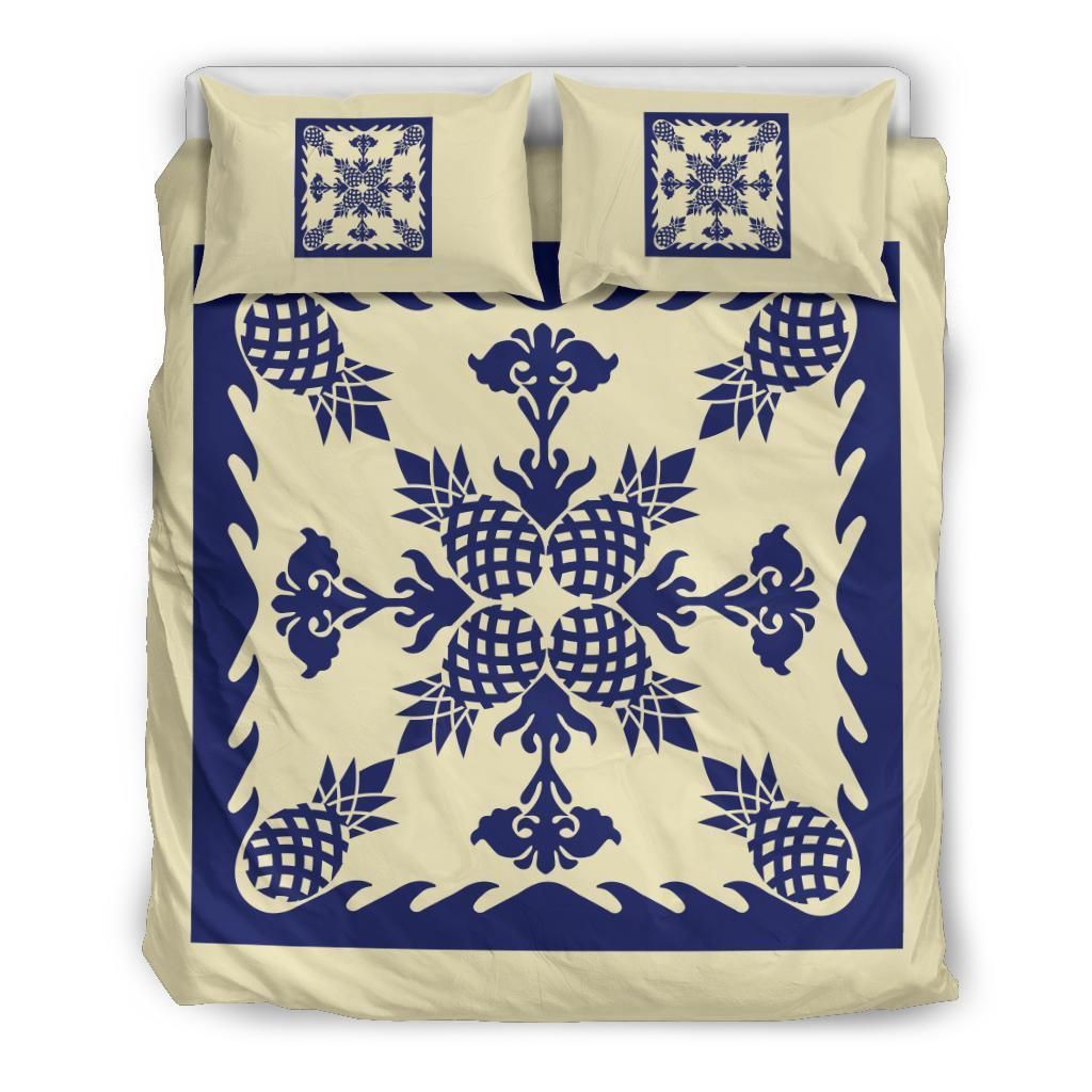 Hawaiian Pineapple Pattern Blue Argu Style Bedding Set
