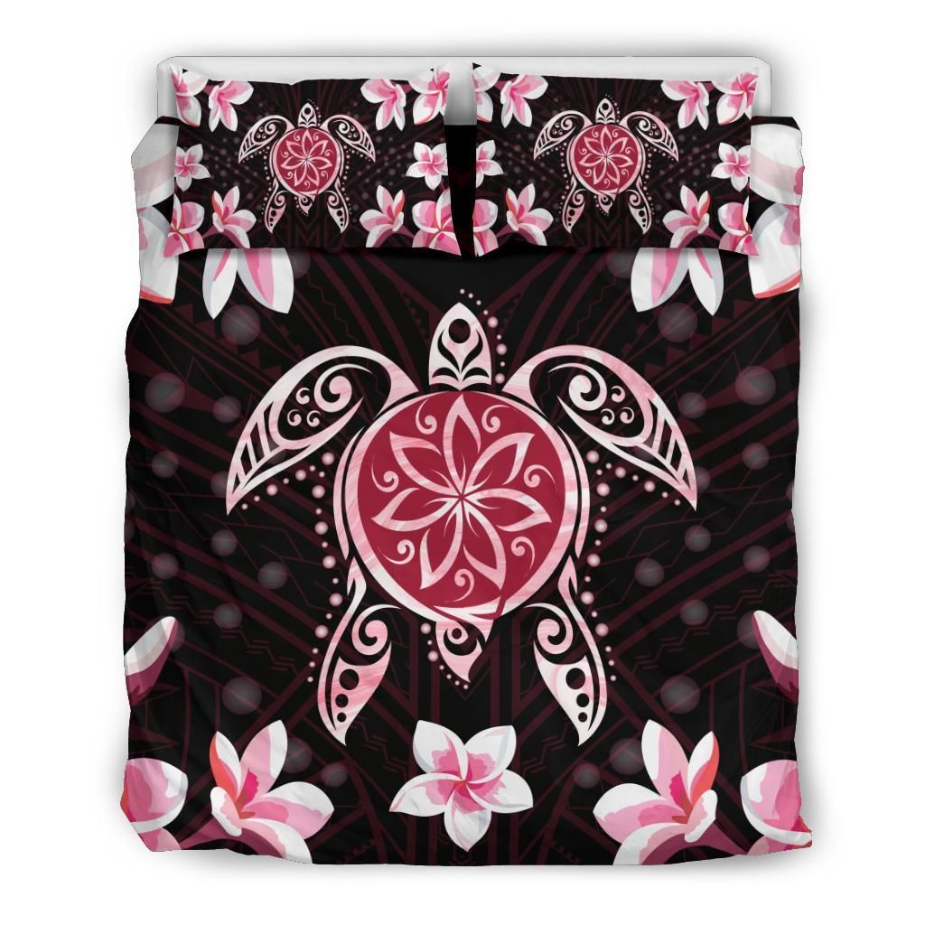 Hawaiian Pinky Turtle Plumeria Bedding Set