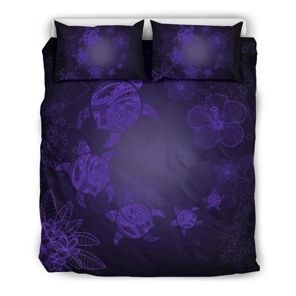 Hawaiian Plumeria Hibiscus Turtle Under Sea Bedding Set