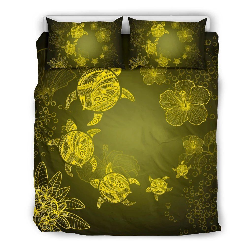 Hawaiian Plumeria Hibiscus Turtle Under The Sea Bedding Set