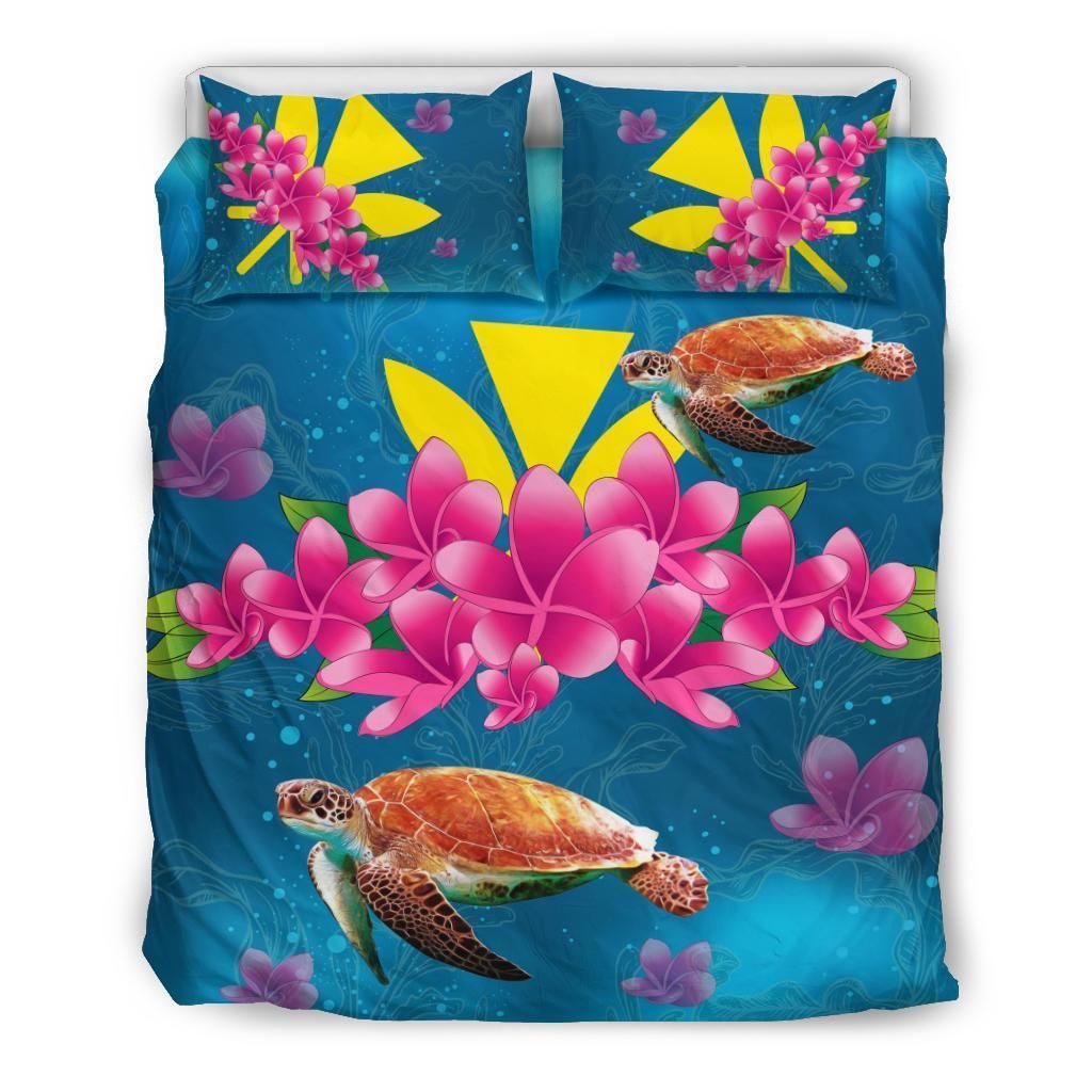 Hawaiian Plumeria Kanaka Turtle Sea Polynesian Bedding Set