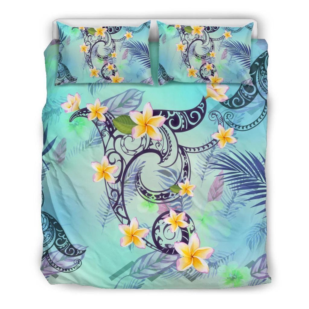 Hawaiian Plumeria Palm Leaves Polynesian Bedding Set