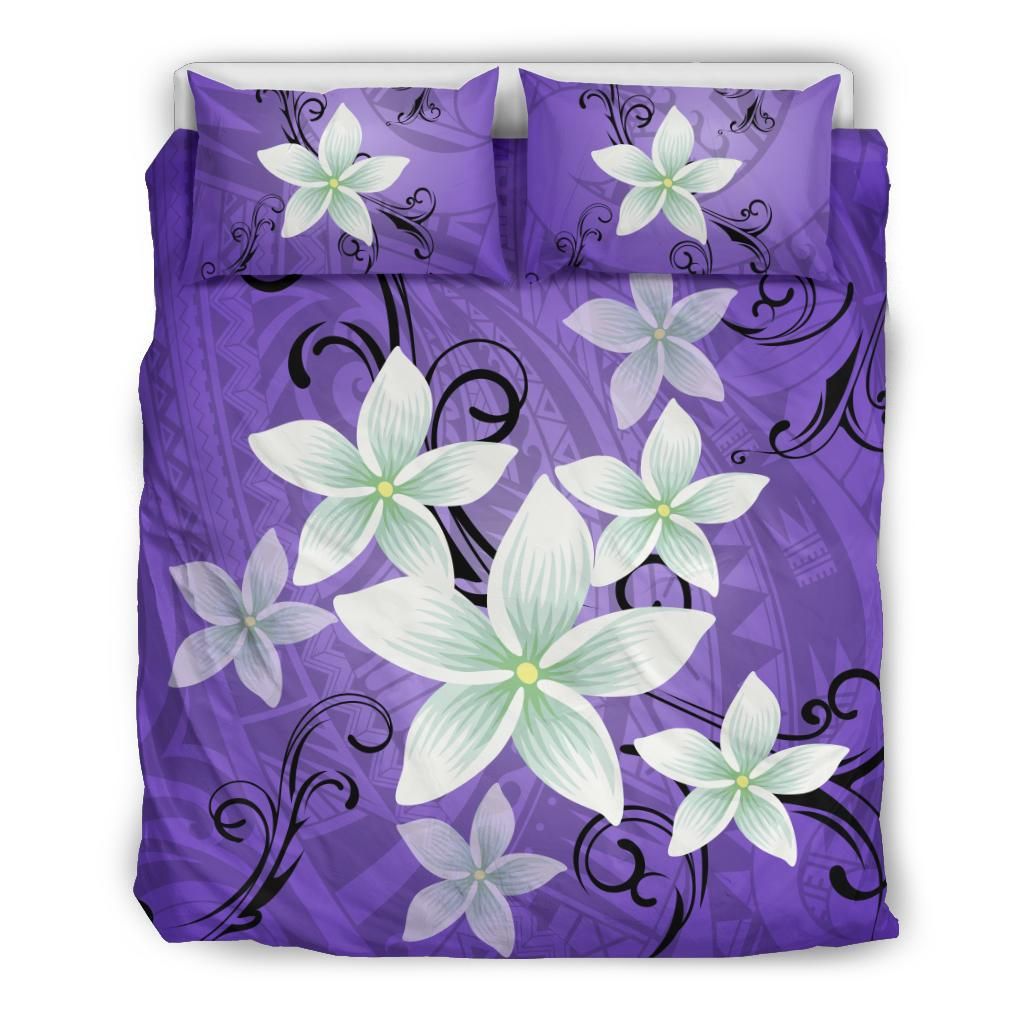 Hawaiian Plumeria Polynesian Light Purple Bedding Set