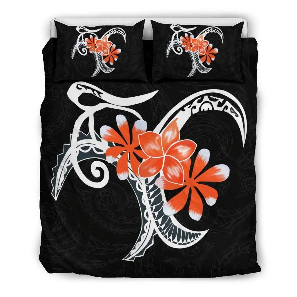 Hawaiian Plumeria Polynesian Orange Bedding Set
