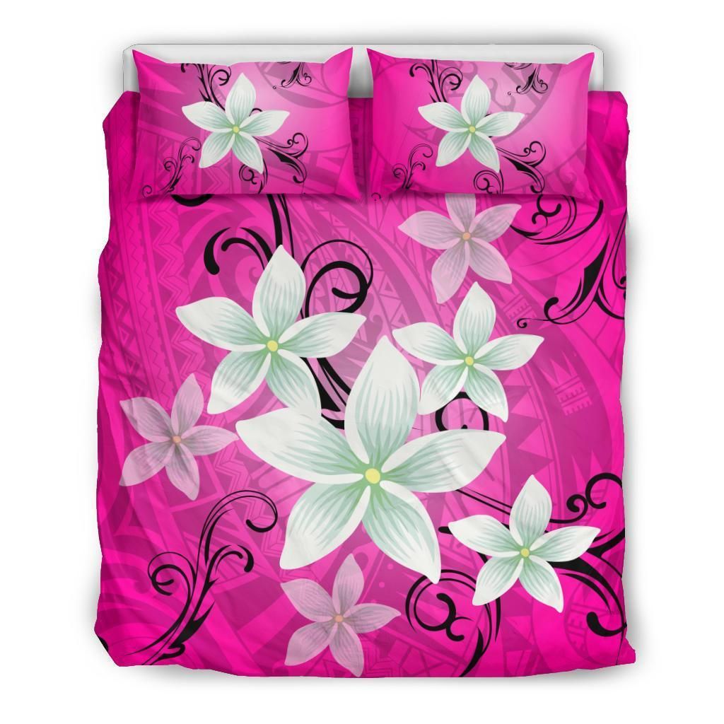 Hawaiian Plumeria Polynesian Pink Bedding Set